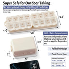 Foldable & Portable Pill Organizer 2 Times A Day with Extra Compartments - Etched Labels - Weekly 7 Day AM PM Medicine Box, Week
