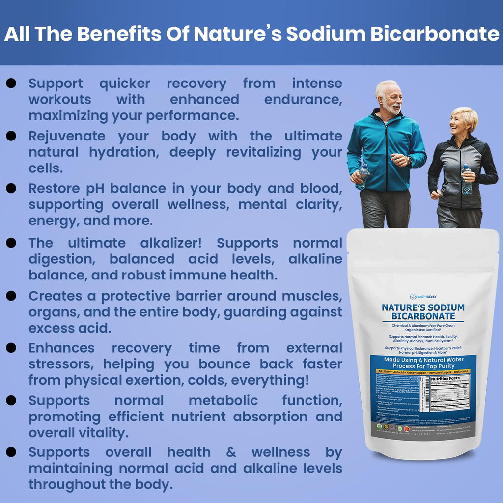 Natures Sodium Bicarbonate Organic Use Aluminum Free Baking Soda. No Chemical Pure Baking Soda Powder for Health & Wellness. Sod