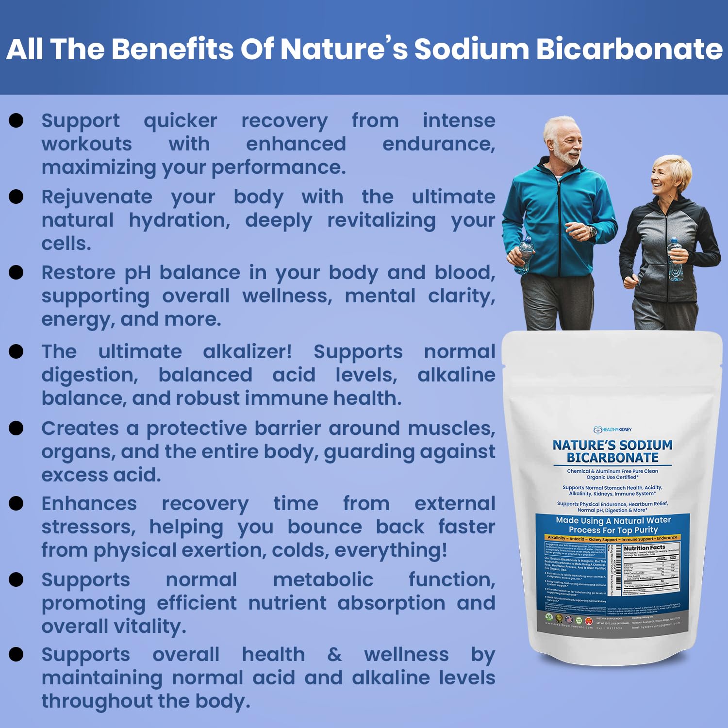 Natures Sodium Bicarbonate Organic Use Aluminum Free Baking Soda. No Chemical Pure Baking Soda Powder for Health & Wellness. Sod