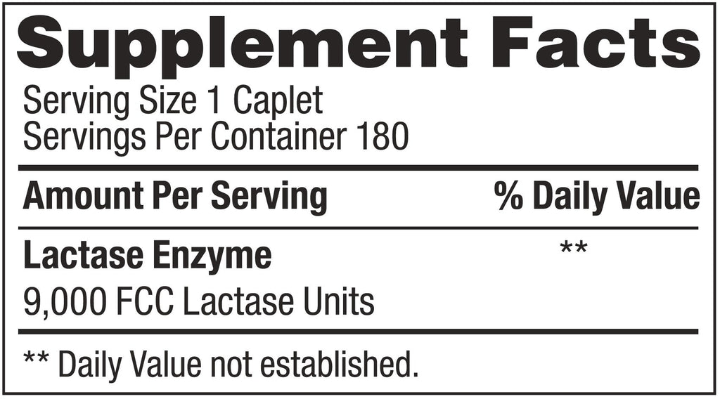 Fast Acting Lactase 360 Caplets Generic Lactase Fast Act 9000 FCC Units per Caplet
