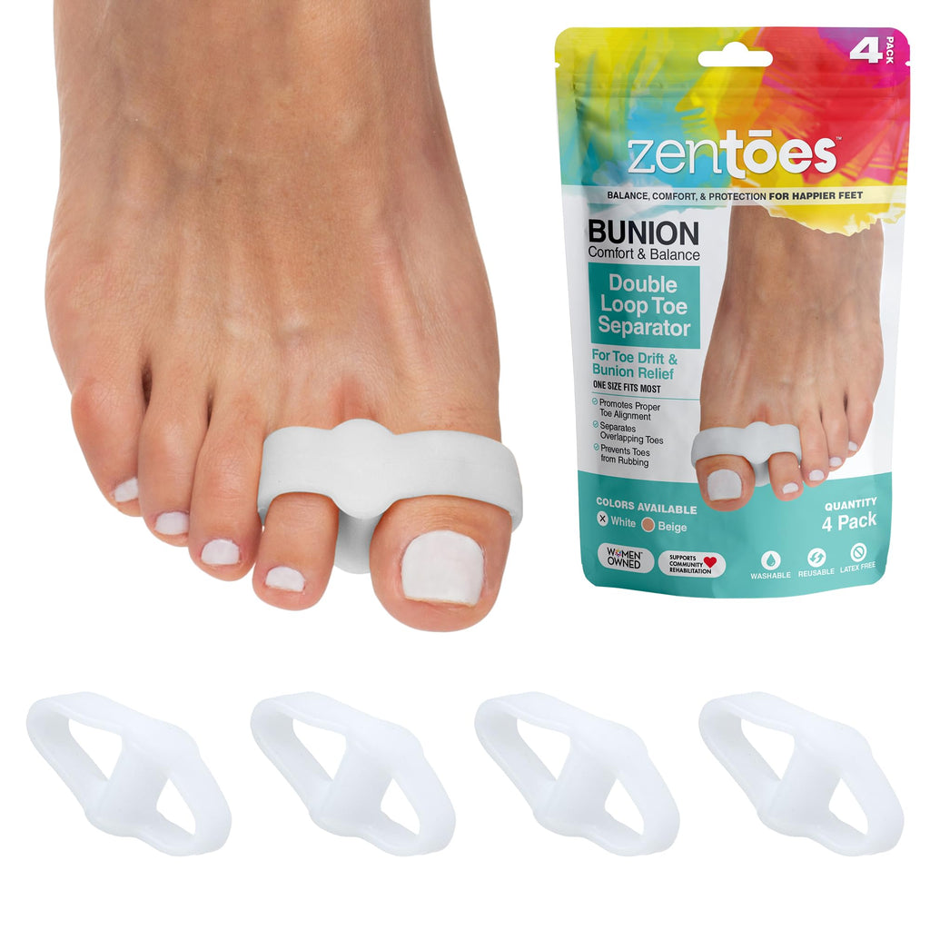 ZenToes Toe Spacers Bunion Corrector for Women and Men, Big Toe Straightener, Double Loop Gel Splint Separator for Correct Align