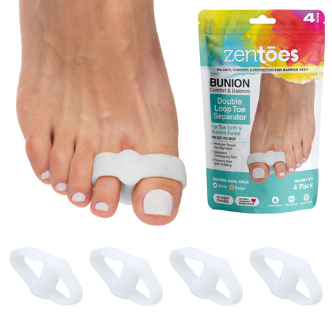 ZenToes Toe Spacers Bunion Corrector for Women and Men, Big Toe Straightener, Double Loop Gel Splint Separator for Correct Align