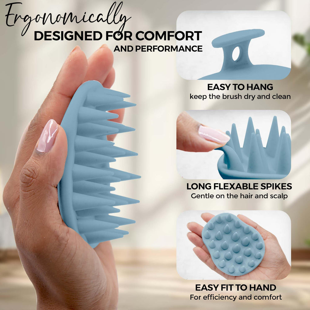 Fiora Naturals Scalp Massager Shampoo Brush - Silicon Scalp Scrubber & Exfoliator for Dandruff Removal and Hair Growth, Scalp Br