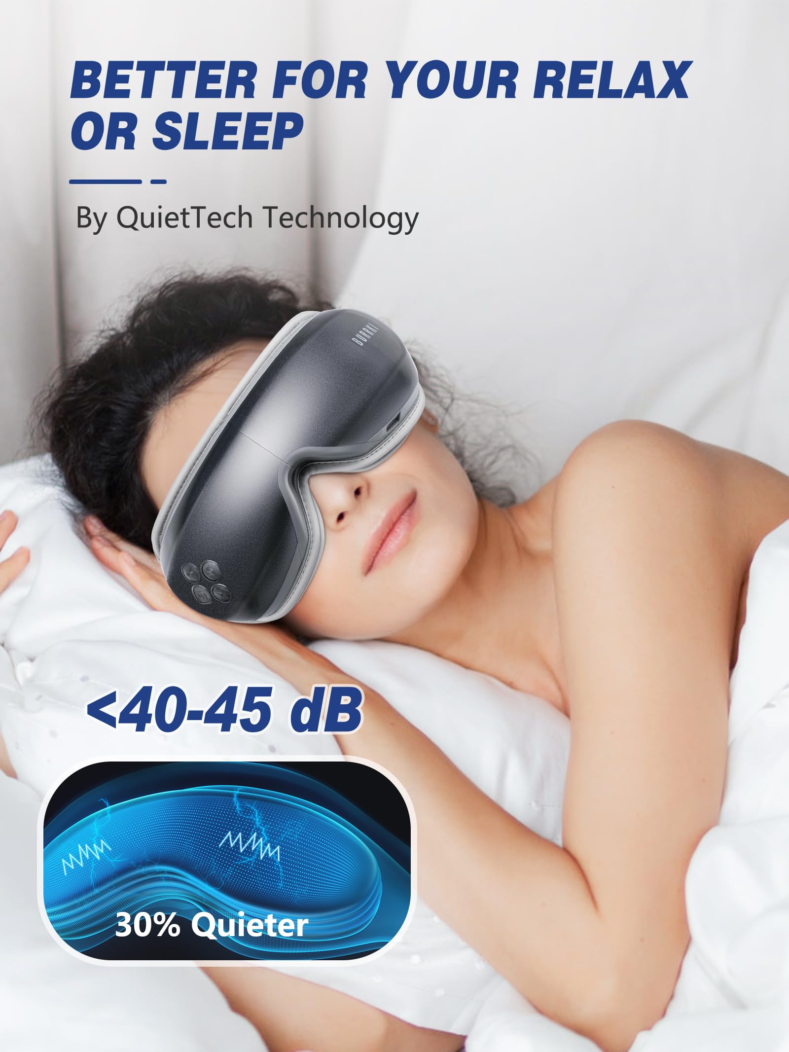 Eye Massager with Heat, Valentines Day Gifts for Him Her, Migraine Relief Massager with Compression and Bluetooth Music, Heated