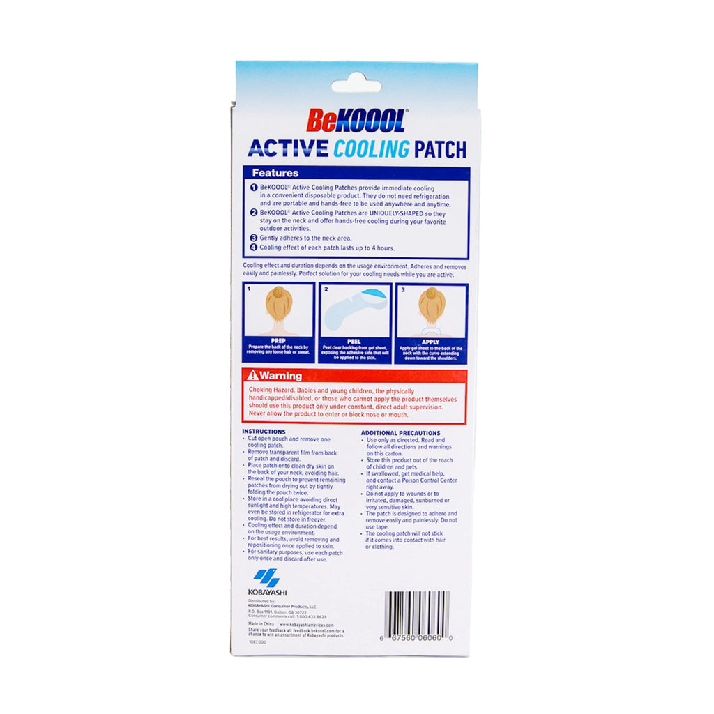 BeKOOOL Active Cooling Patch 4 Count for Cooling Relief During mild to moderately strenuous Activities