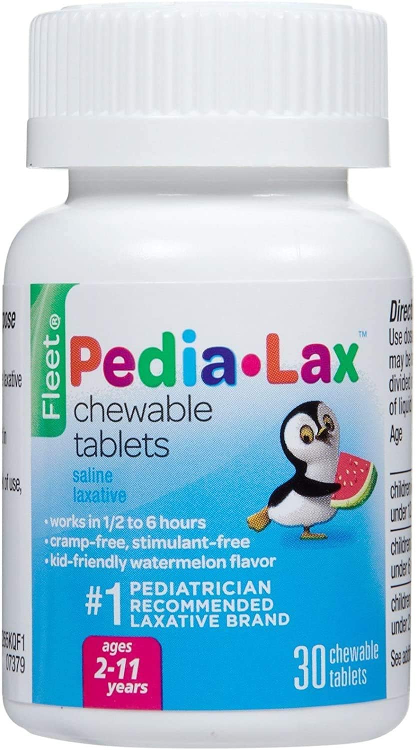Pedia-Lax Laxative Chewable Tablets for Kids, Ages 2-11, Watermelon Flavor, 30 CT