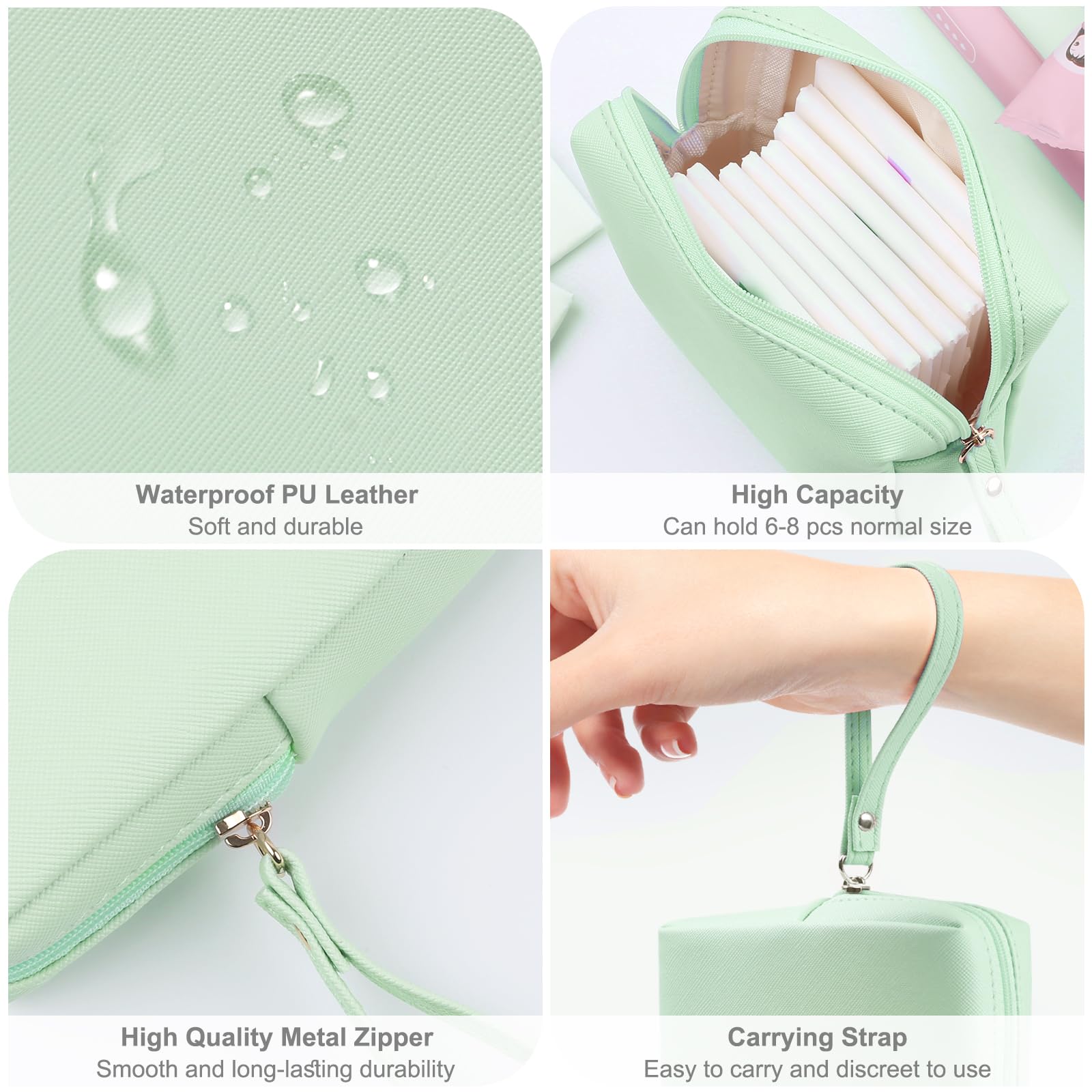 Teircno Sanitary Napkin Period bag for Women, Sanitary Napkin Storage Bag, PU Leather Sanitary Pad Bags Pounch, Portable Tampons
