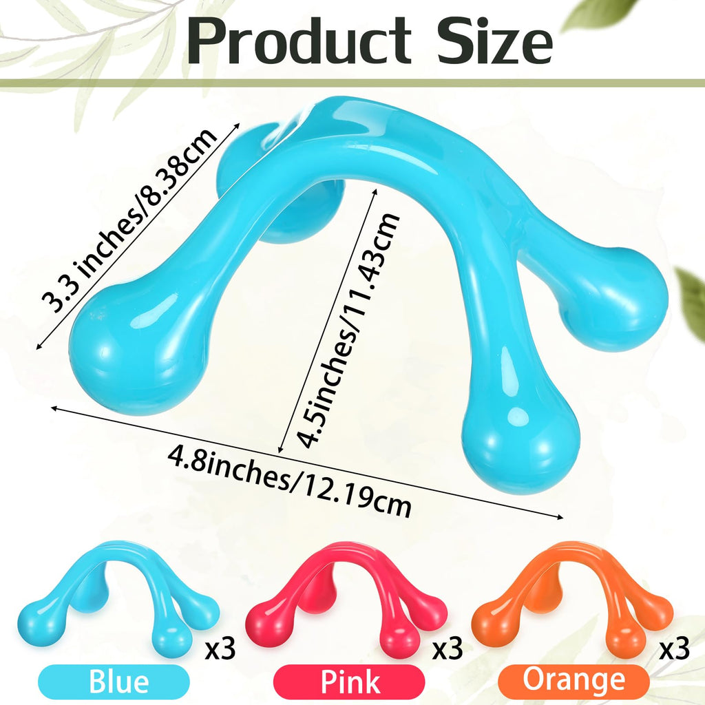 Liliful 9 Pcs 4 Point Massage Tools Christmas Gift Office Gift Small Hook Massager Handheld Palm Shaped Manual Back and Neck Mas