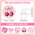 Geiserailie 30 PCS Adhesive Patch Compatible with Libre 3 Pre-Cut Flowers Pink Bow NO Glue in The Center Sensor Cover for Contin
