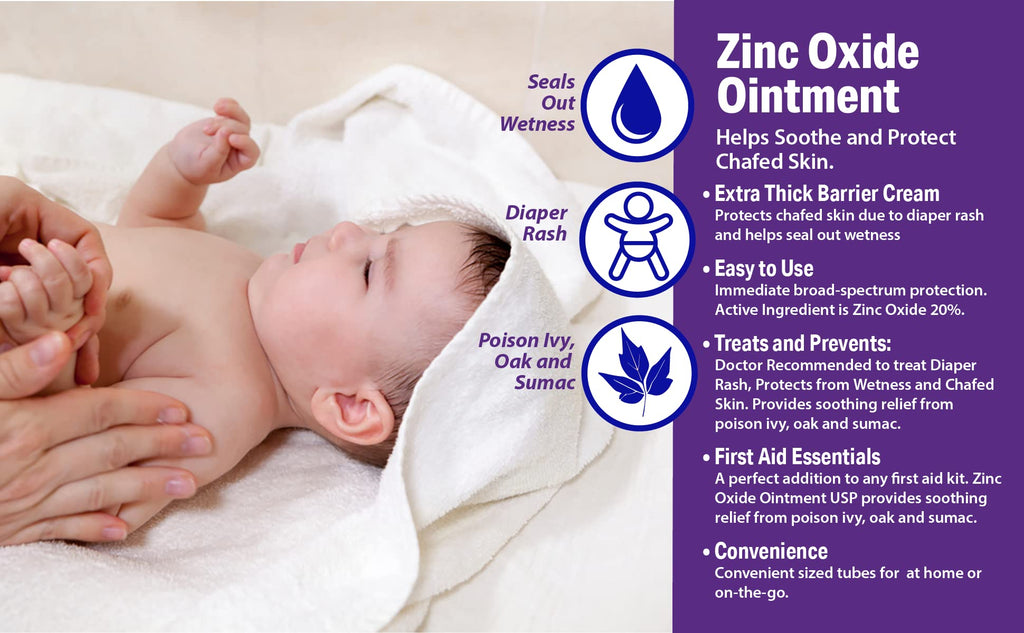 (2 Pack) Globe Zinc Oxide Ointment 20%, 2 Ounce Tube (Total 4 oz) Advanced Skin Protection, For Diaper Rash, Relief From Poison