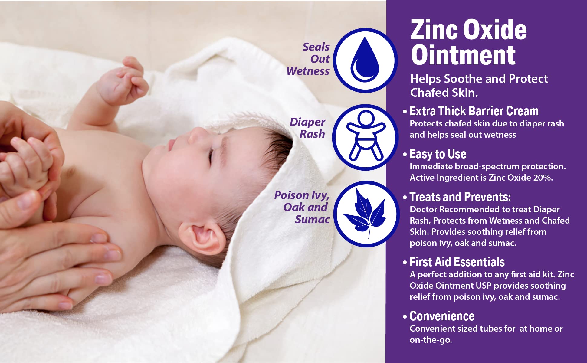 (2 Pack) Globe Zinc Oxide Ointment 20%, 2 Ounce Tube (Total 4 oz) Advanced Skin Protection, For Diaper Rash, Relief From Poison