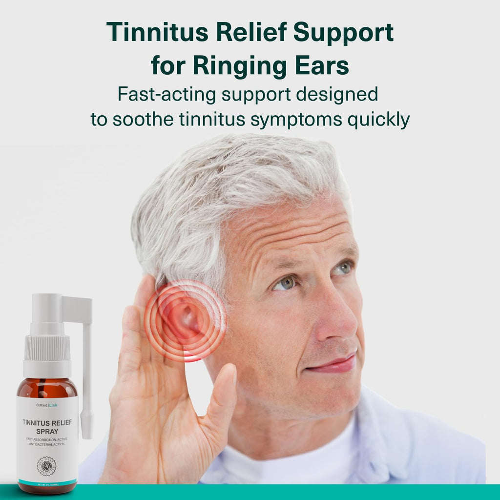 Medilisk Tinnitus Relief Spray - Supports Tinnitus Relief for Ringing Ears - Herbal Ear Care Products - Tinnitus Treatments Prev