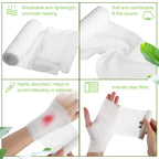 Treela 100 Rolls Gauze Bandage, 4 in x 5 Yards, Elastic Bandages Individual Packaging Sterile Non Latex First Aid Pads Medical B