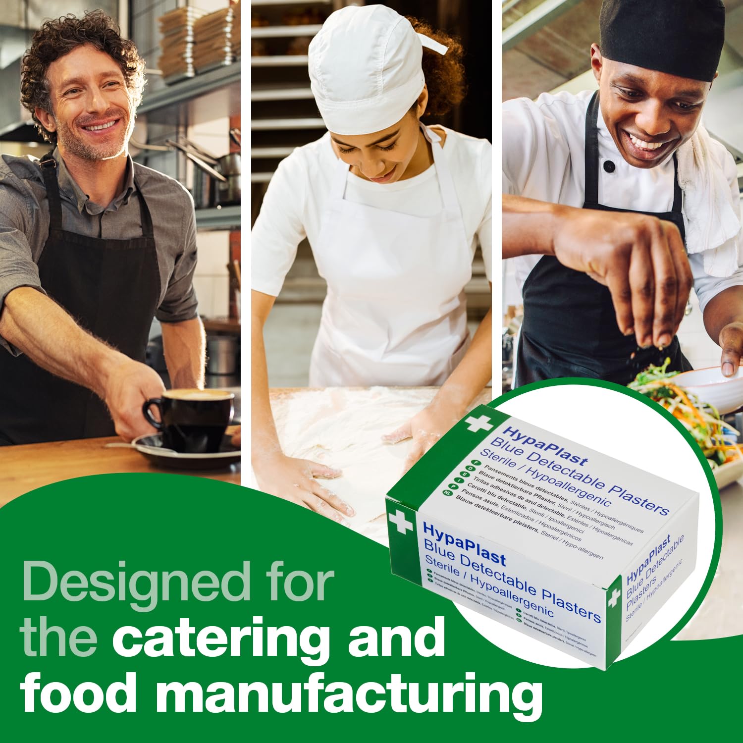 HypaPlast Blue Catering Plasters, 7.2x5cm (Pack of 100)