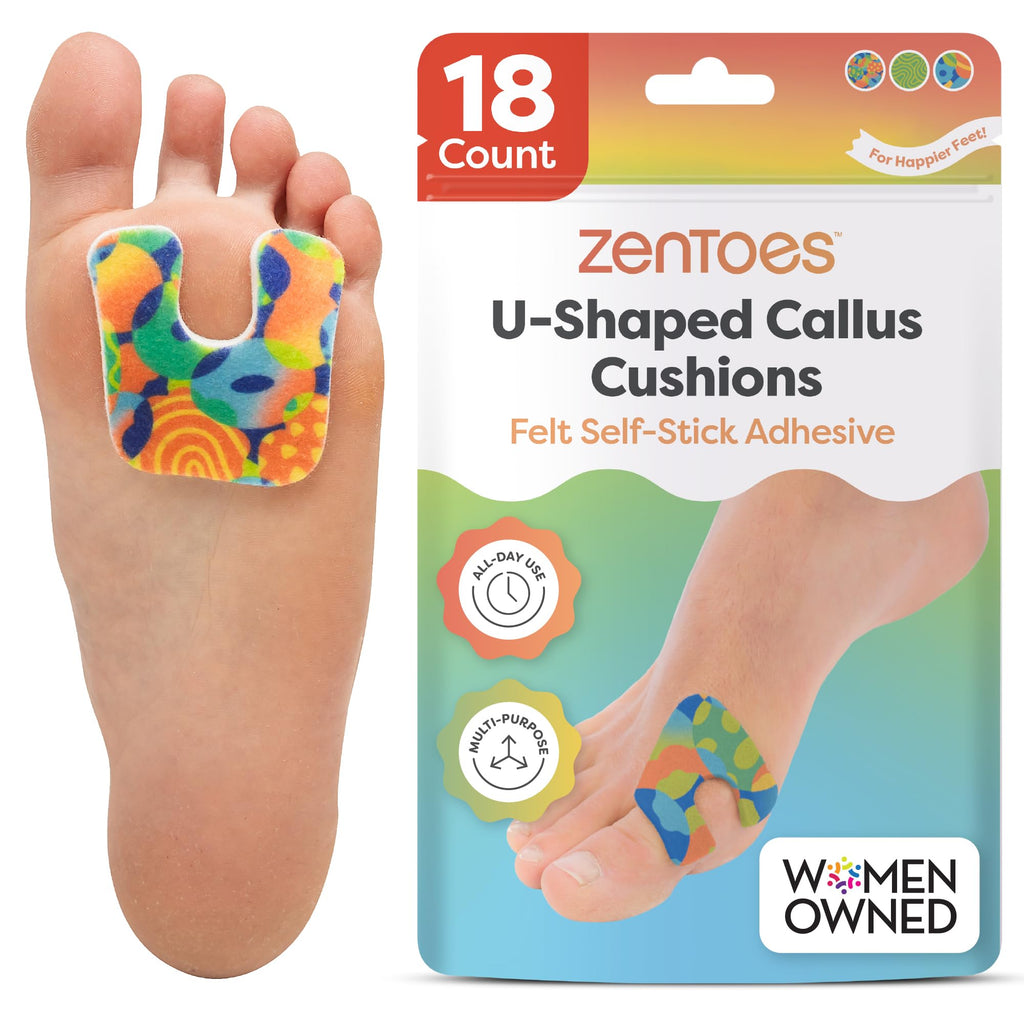 ZenToes U-Shaped Felt Callus Pads Protect Calluses from Rubbing on Shoes Reduce Foot and Heel Pain 1/8    Self-Adhesive Moleskin