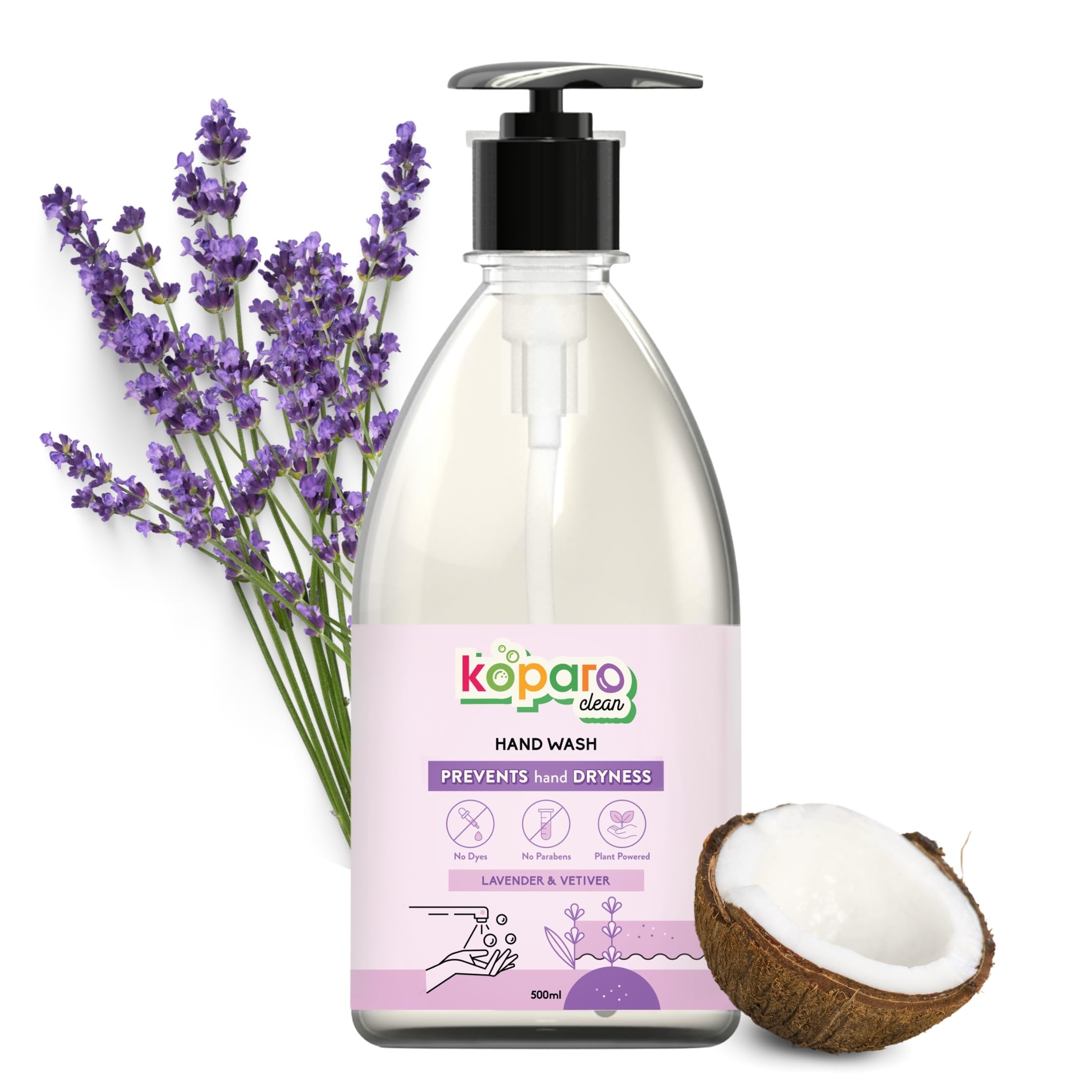 Koparo Clean Natural Hand Wash With Lavender Fragrance | Ph Balanced Infused With Glycerin & Tea Tree Oil Germ Protection | All 