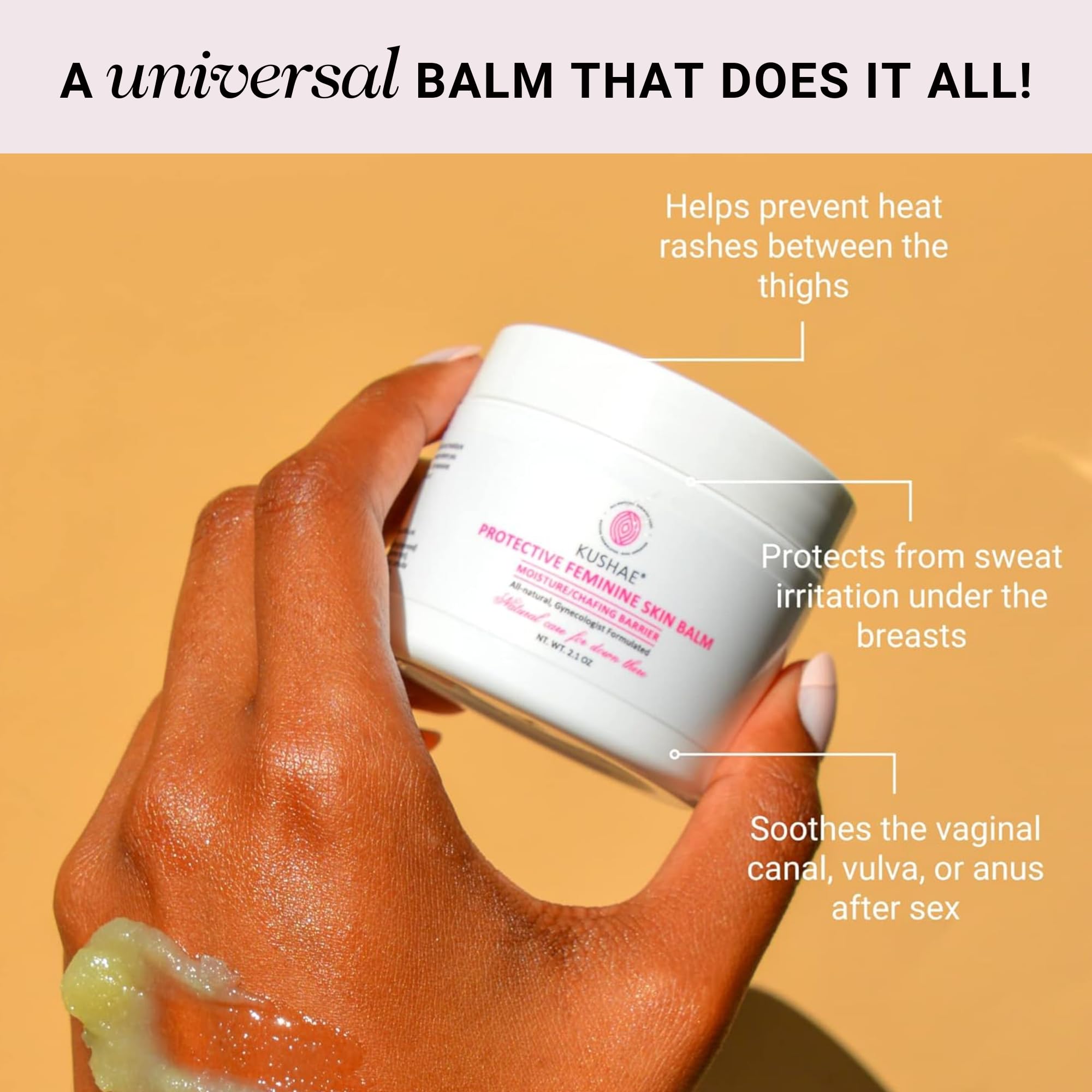 Kushae Protective Feminine Skin Balm, Refreshing & Soothing Vulva Moisturizer for Feminine Dryness, Menopausal Dryness, Fragranc