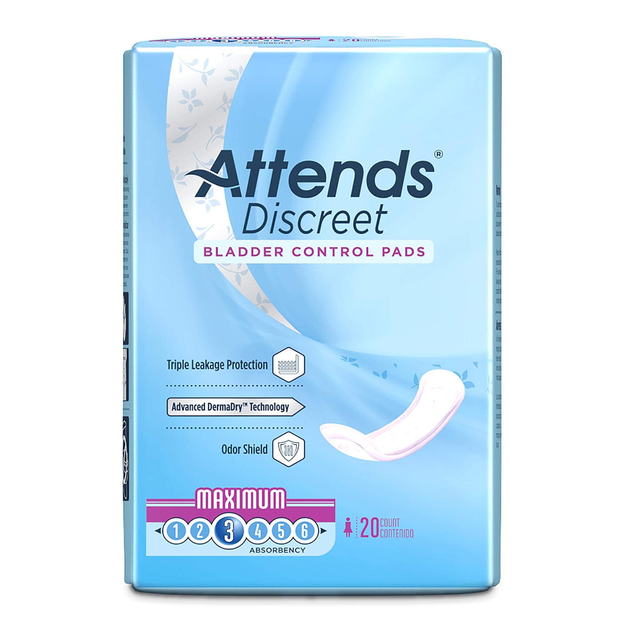 ADPMAX - Attends Discreet Women's Maximum Pads, 20 Count (x10)