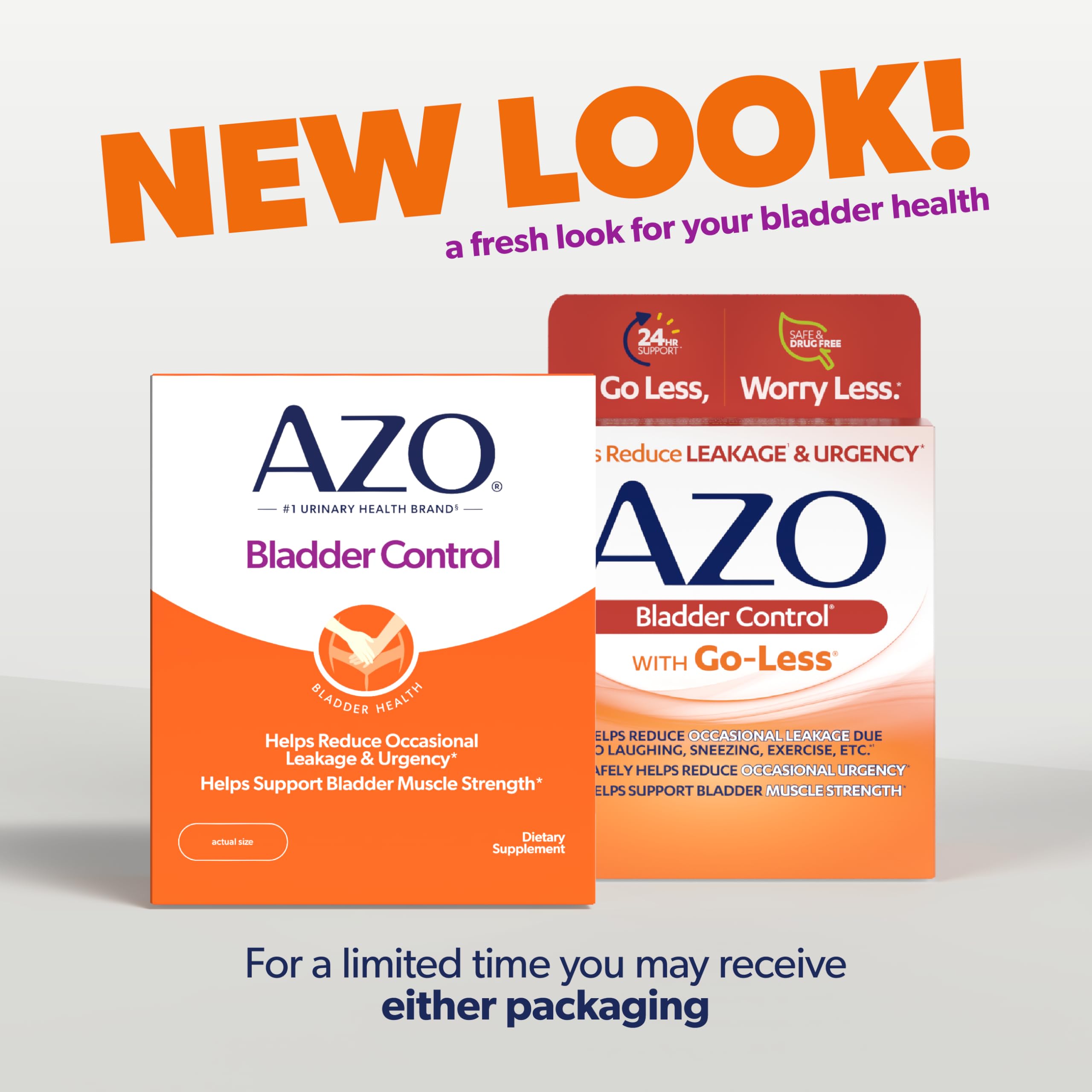 AZO Bladder Control with Go-Less Daily Supplement | Helps Reduce Occasional Urgency* | Helps reduce occasional leakage due to la