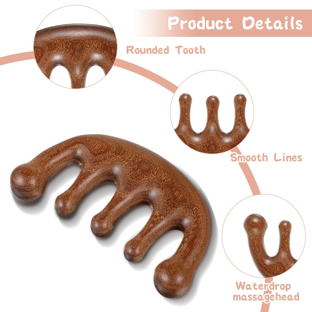 Gjinxi Scalp Massage Comb 2PCs, Wooden Wide Tooth Loc Comb, Natural Sandalwood Head Massager Tool, Hair Growth Scalp Massage Com