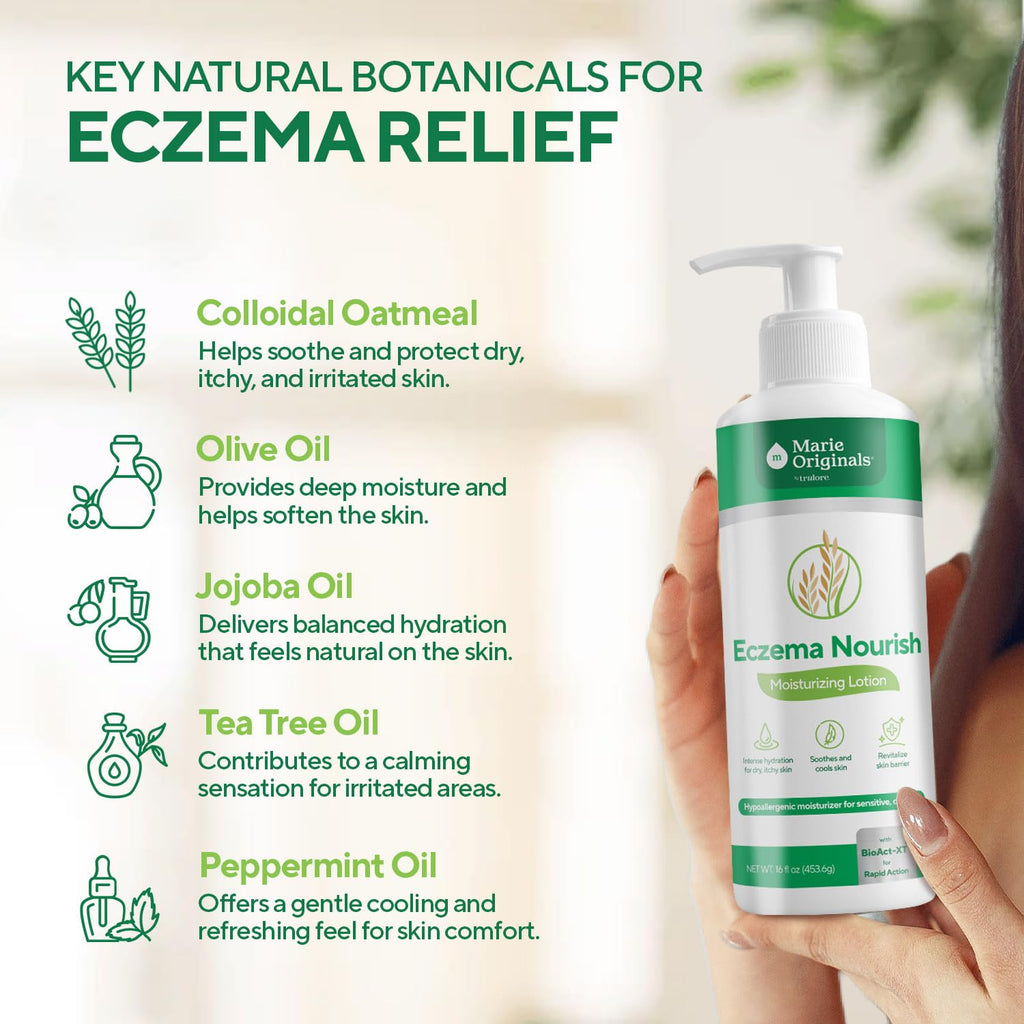 Marie Originals Eczema Nourish Moisturizing Lotion for Dry, Itchy, Sensitive Skin Relief- Hypoallergenic Formula with Colloidal