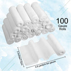 Treela 100 Rolls Gauze Bandage, 3 in x 5 Yards, Elastic Bandages Individual Packaging Sterile Non Latex First Aid Pads Medical B