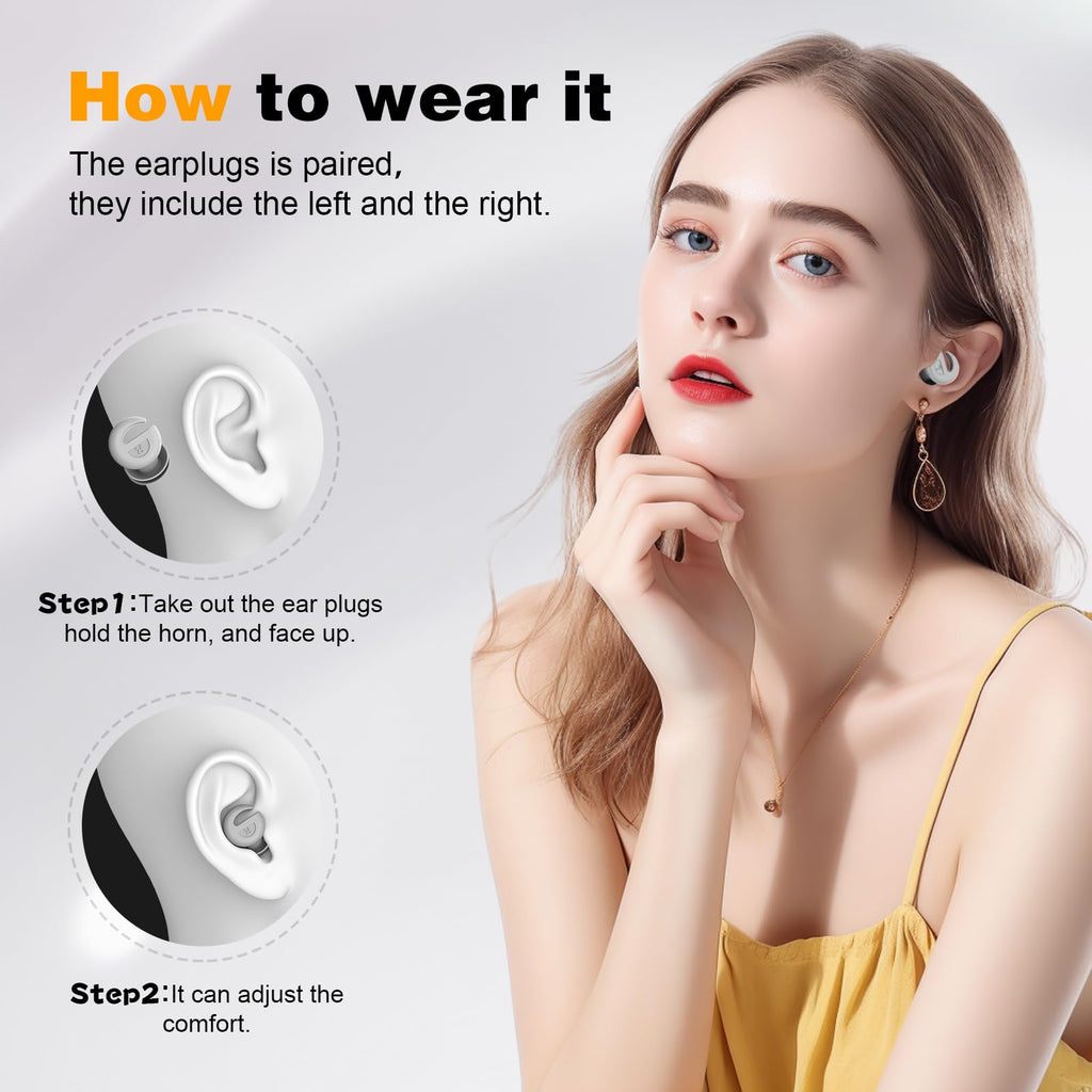 Ear Plugs for Sleeping Noise Cancelling, 36dB Noise Reduction Earplugs, Silicone Reusable Hearing Protection Ear Plug, Waterproo