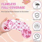 Geiserailie 30 PCS Adhesive Patch Compatible with Libre 3 Pre-Cut Flowers Pink Bow NO Glue in The Center Sensor Cover for Contin