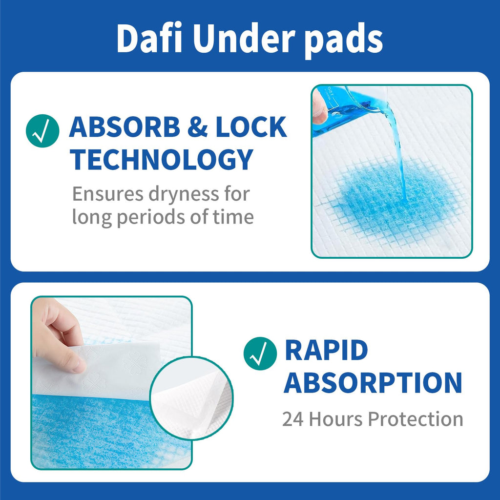 DAFI Disposable Incontinence Bed Pads Thick Underpads, Effective Odor Control Pee Pads, Chucks Pads (1, 3X-Large/10 Pads)