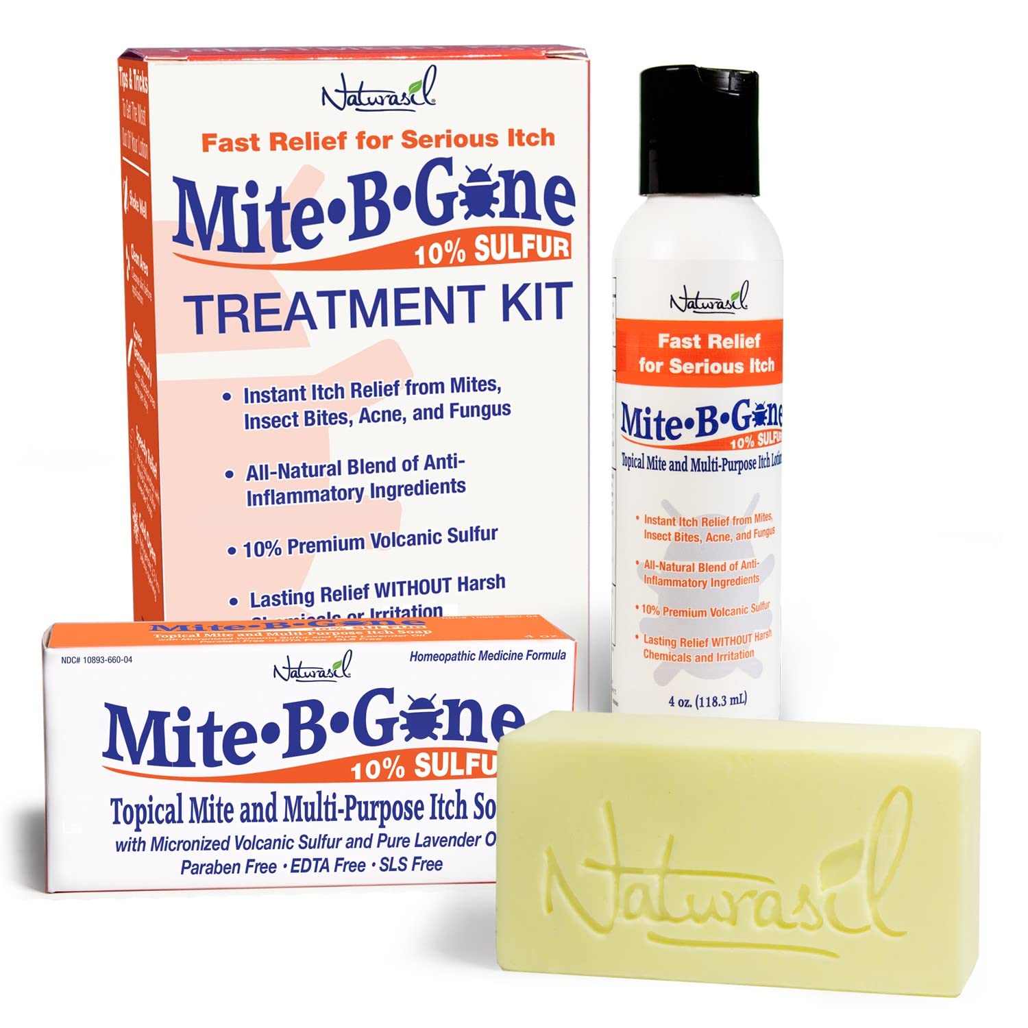 Mite Treatment Lotion & Soap by Mite-B-Gone |Natural Relief for Acne, Bug Bites, Skin Redness & Itching, Discomfort & Rosacea | 