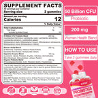 Vaginal Probiotics Gummies for Women PH Balance, Odor Control with Prebiotics, Cranberry, D-Mannose, Promotes Feminine Healthy V