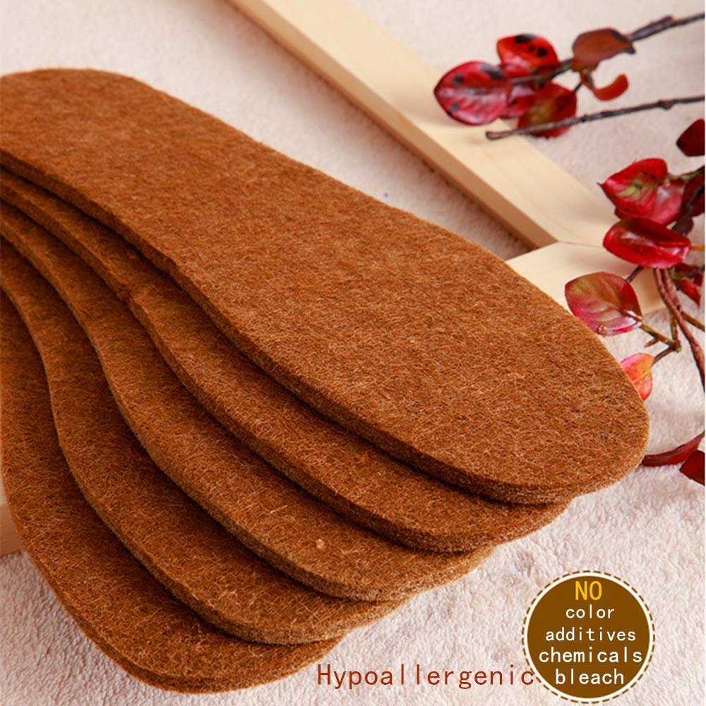 Soft Alpaca Wool Felt Winter Warm Shoe Boot Insoles - Wool Felt Insert for Men Women (Women 6)