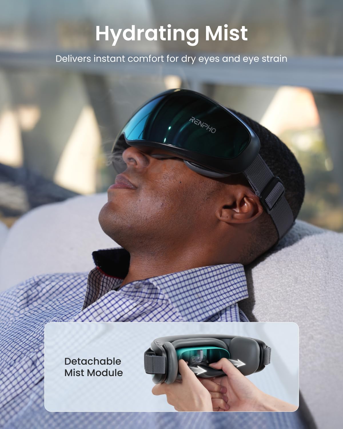 RENPHO Eyeris Caligo Eye Massager with Mist & Temple Massage, Slidable Temple Massager for Migraines, Eye Mask for Mom Dad Women