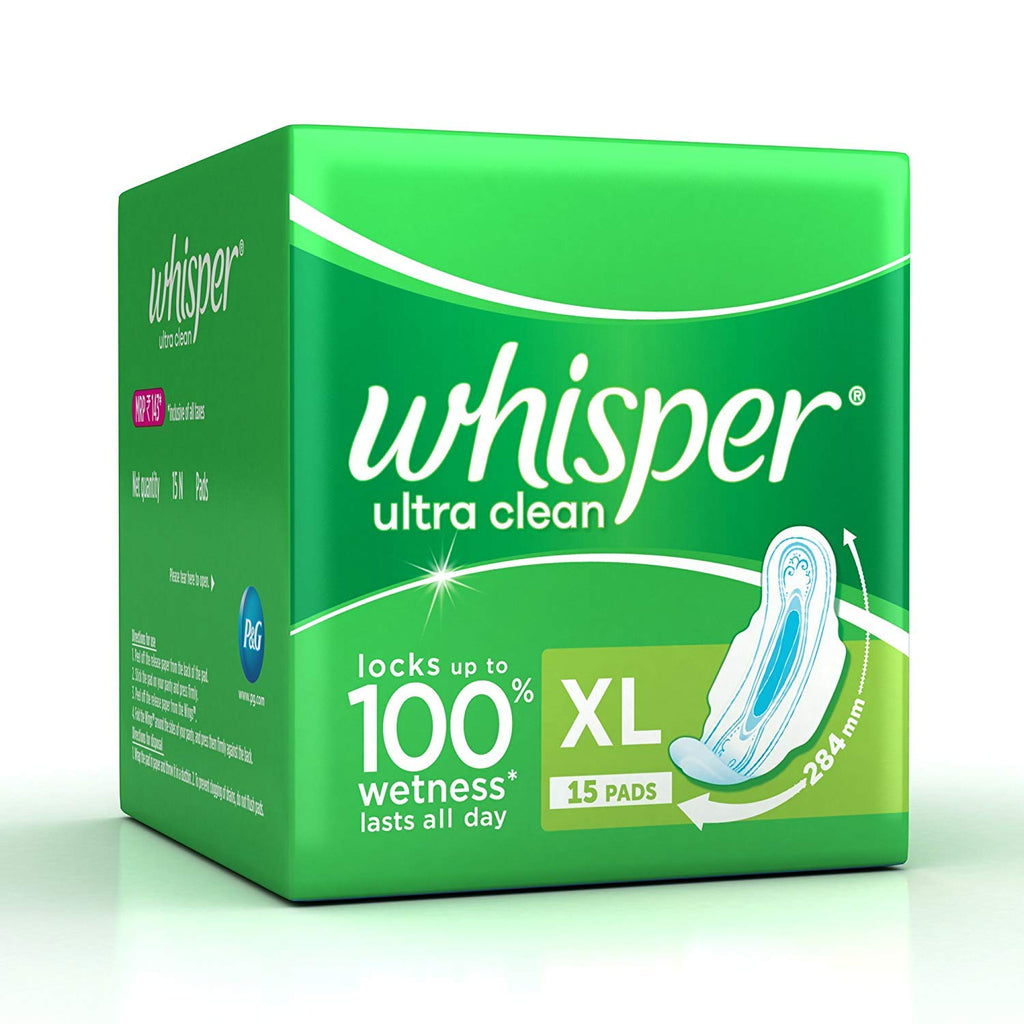 Whisper Ultra Clean XL Wings Sanitary Pad (Pack of 15)