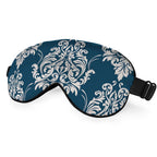 NOHSHE Floral Baroque Sleep Eye Mask Eye Cover Damask Ornament Flowers Elegant Blue Silk Eye Mask for Sleeping with Adjustable S