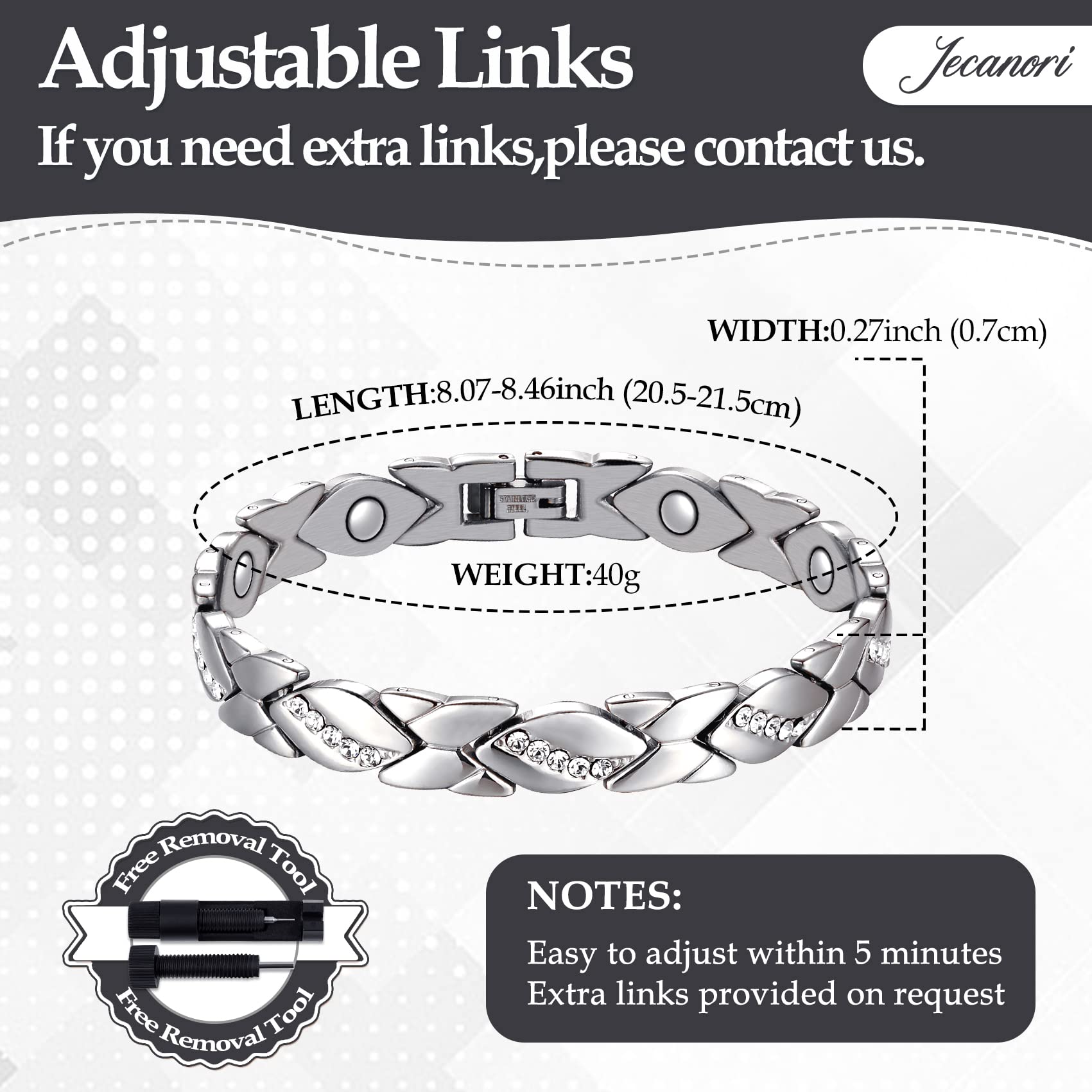 Jecanori Pure Copper Bracelets for Women,Ultra Magnetic Bracelets for Women with 3500 Gauss Magnets,Crystal Valentine's Day Jewe