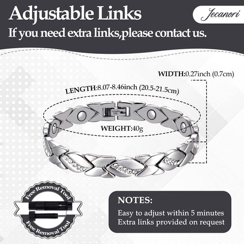 Jecanori Pure Copper Bracelets for Women,Ultra Magnetic Bracelets for Women with 3500 Gauss Magnets,Crystal Valentine's Day Jewe