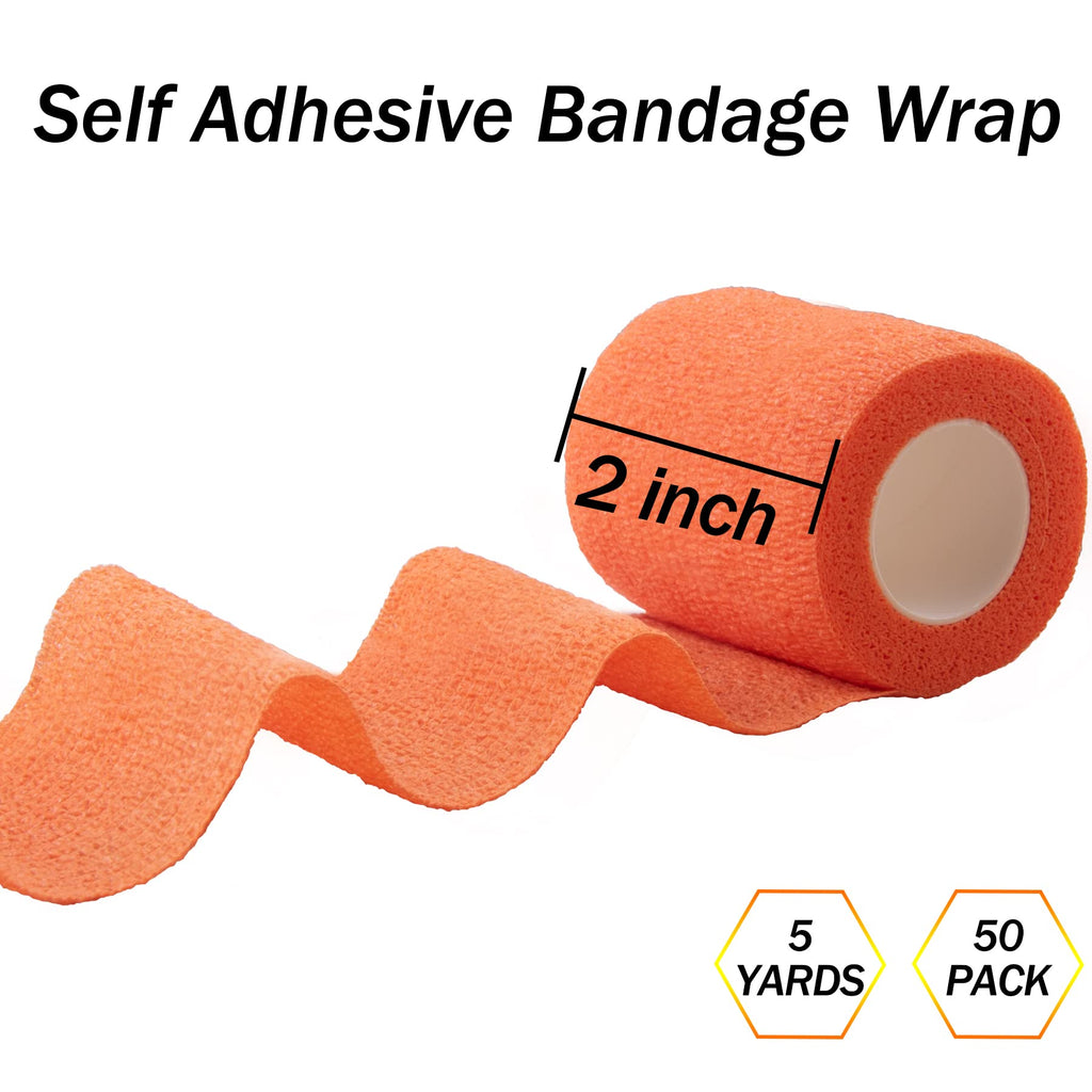 BQTQ 50 Rolls Self Adhesive Bandage Wrap 2 inch Bandage Tape Self Adherent Wrap Colorful Bandages Self Adhesive Wraps Stretch Ba
