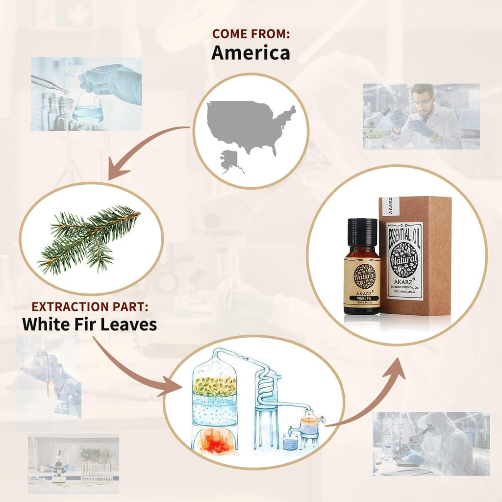 AKARZ White Fir Essential Oil Natural Organic Pure White Fir Oil for Skin Body Hair Care,Diffuser, Candle,Soap,Making, DIY,Massa