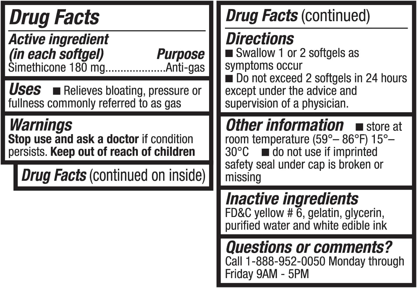 HealthA2Z Gas Relief Simethicone 180mg | Relieves from Stomach Discomfort and Gas | Anti Flatulence | Relieves Gas Fast (60 Coun