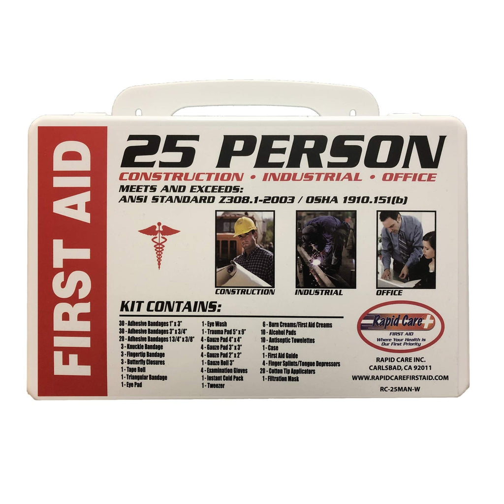 Rapid Care First Aid RC-25MAN-W 25 person 166 Piece ANSI/OSHA Complian ...