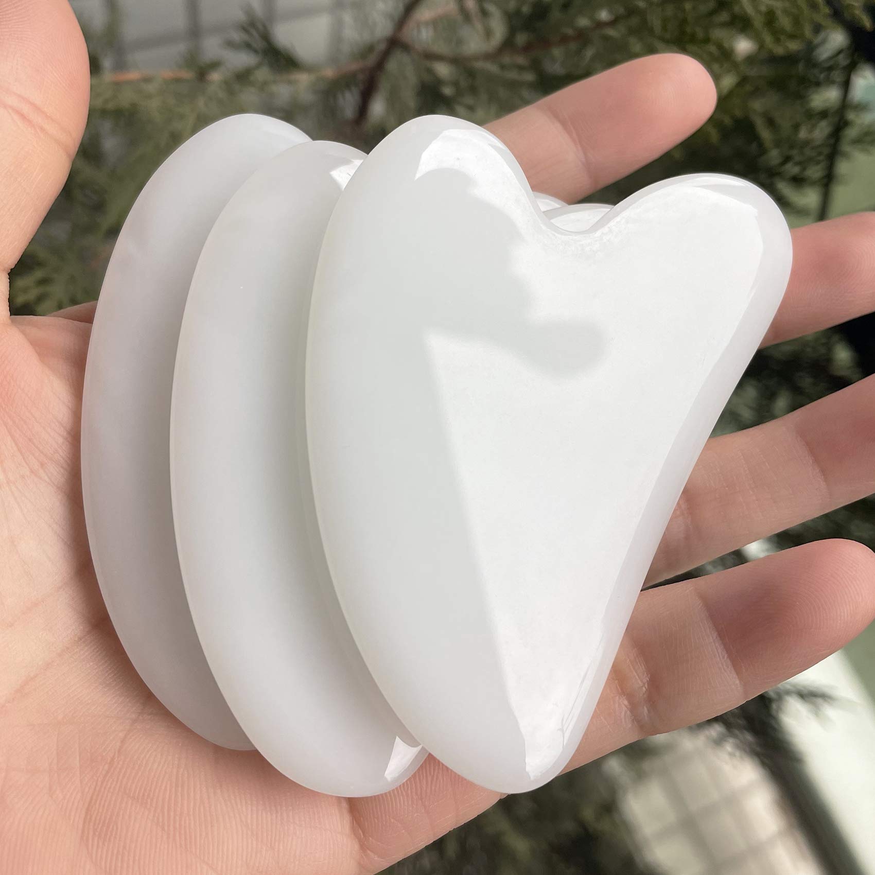 Mndrlin White Jade Crystal Jade Gua Sha Scraping Facial Massage Tool, Stone Scraping Scraper Board for SPA Women Men