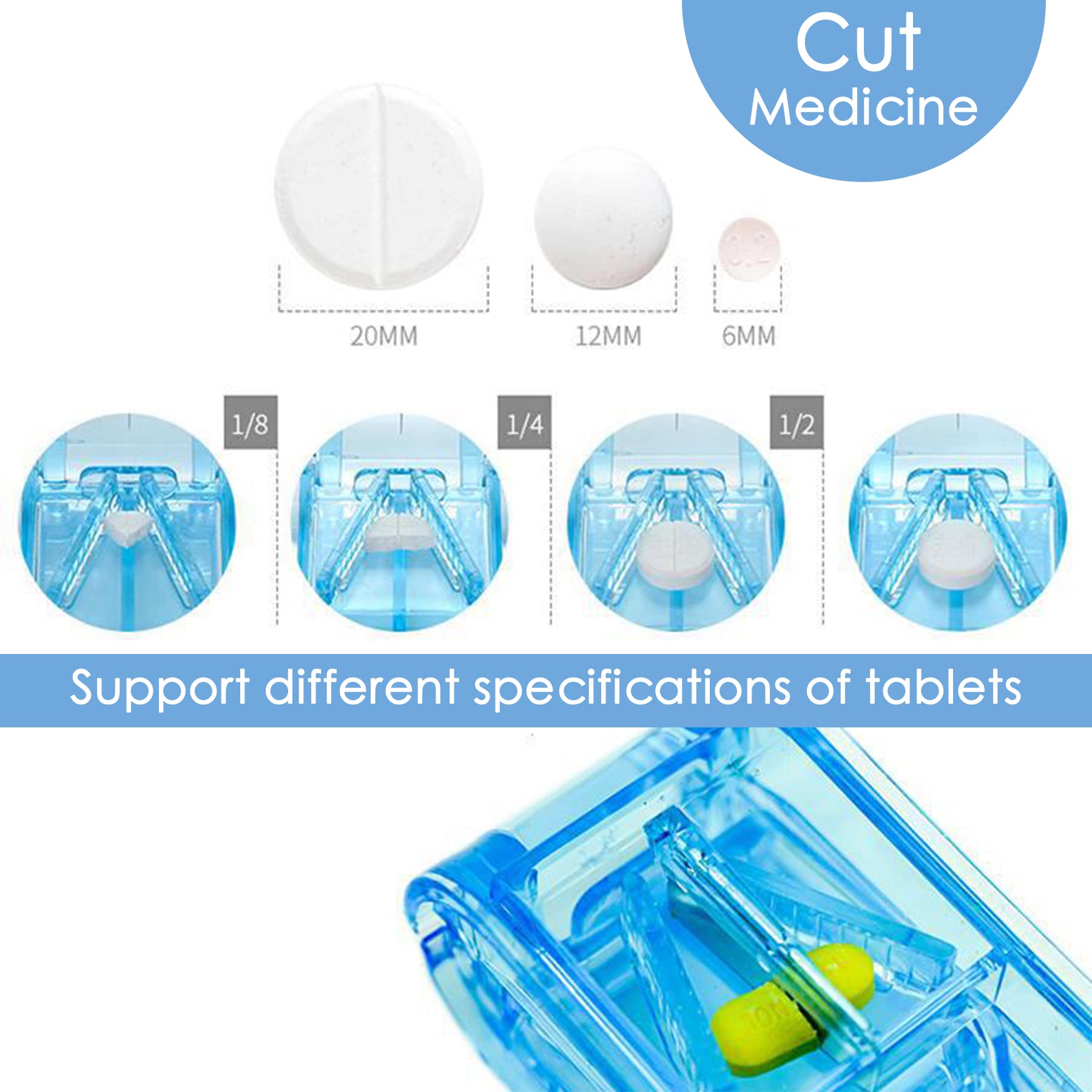 2 Pack Pill Crusher and Cutter, Pill Grinder for Vitamins Tablets with Cleaning Brush and Durable Pill Cutter (Green)