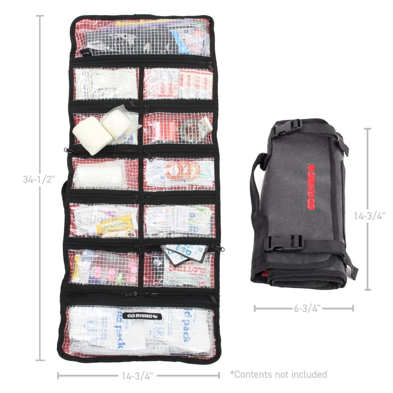 Go Rhino First Aid Roll | Open: 14 3/4 x 34 1/2 & Closed: 6 3/4 x 14 3/4 | XG1060-01