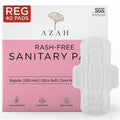 AZAH Sanitary Pads for Women Regular [Pack of 40] 100% RashFree sanitary napkins | 3x More Absorption, Cottony Soft and Dry Top