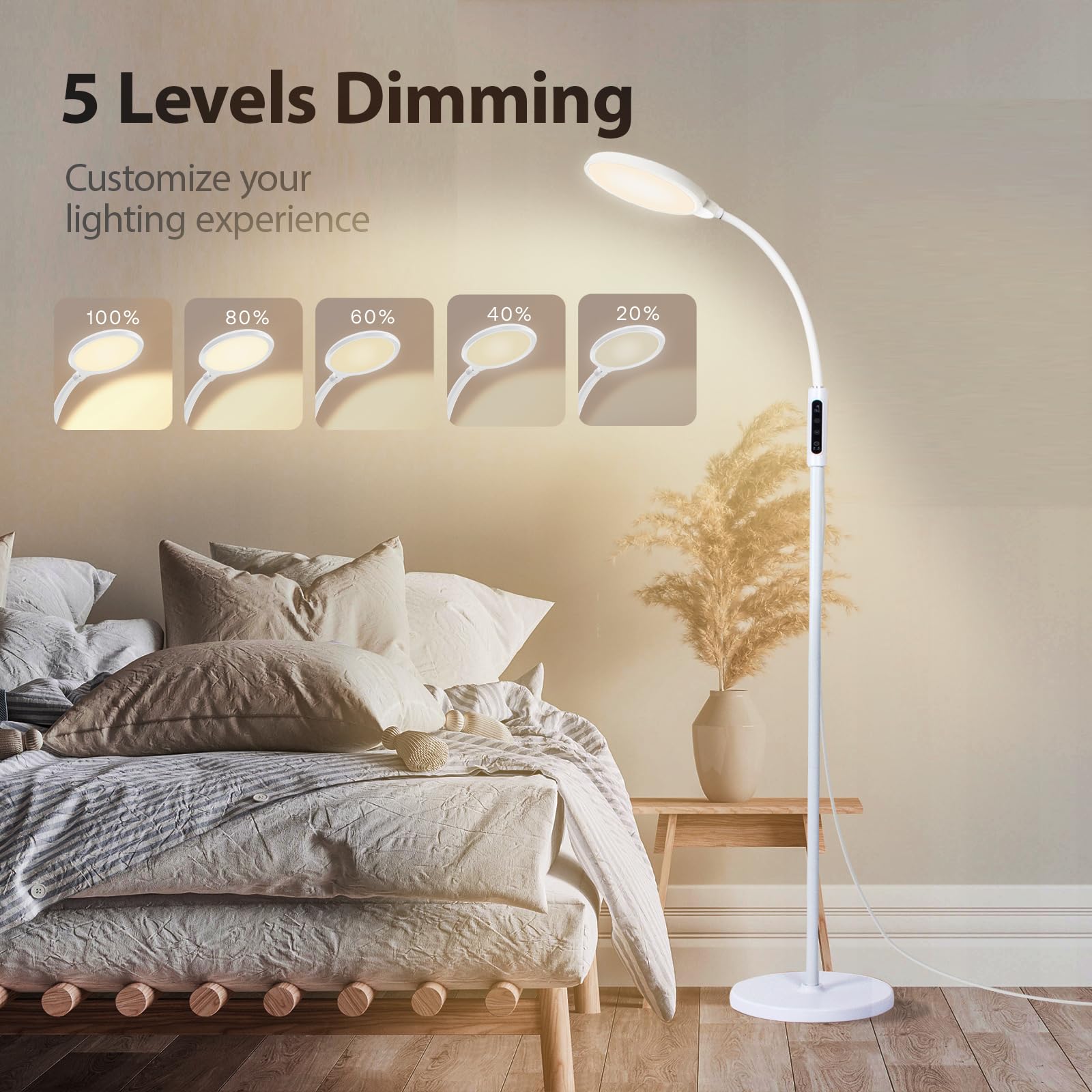 Joyousstar Light Therapy Floor Lamp 10000 Lux Sun Light Full Spectrum Therapy Lamp with 10 Adjustable Brightness Levels 6 Scene