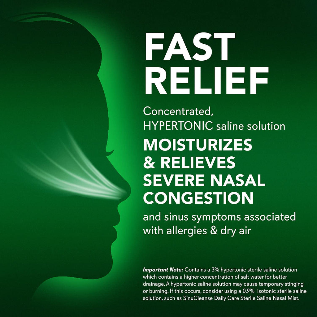 SinuCleanse Allergy & Sinus Sterile Saline Nasal Spray, Ultra Fine Mist, Instantly Moisturizes & Relieves Severe Nasal Congestio