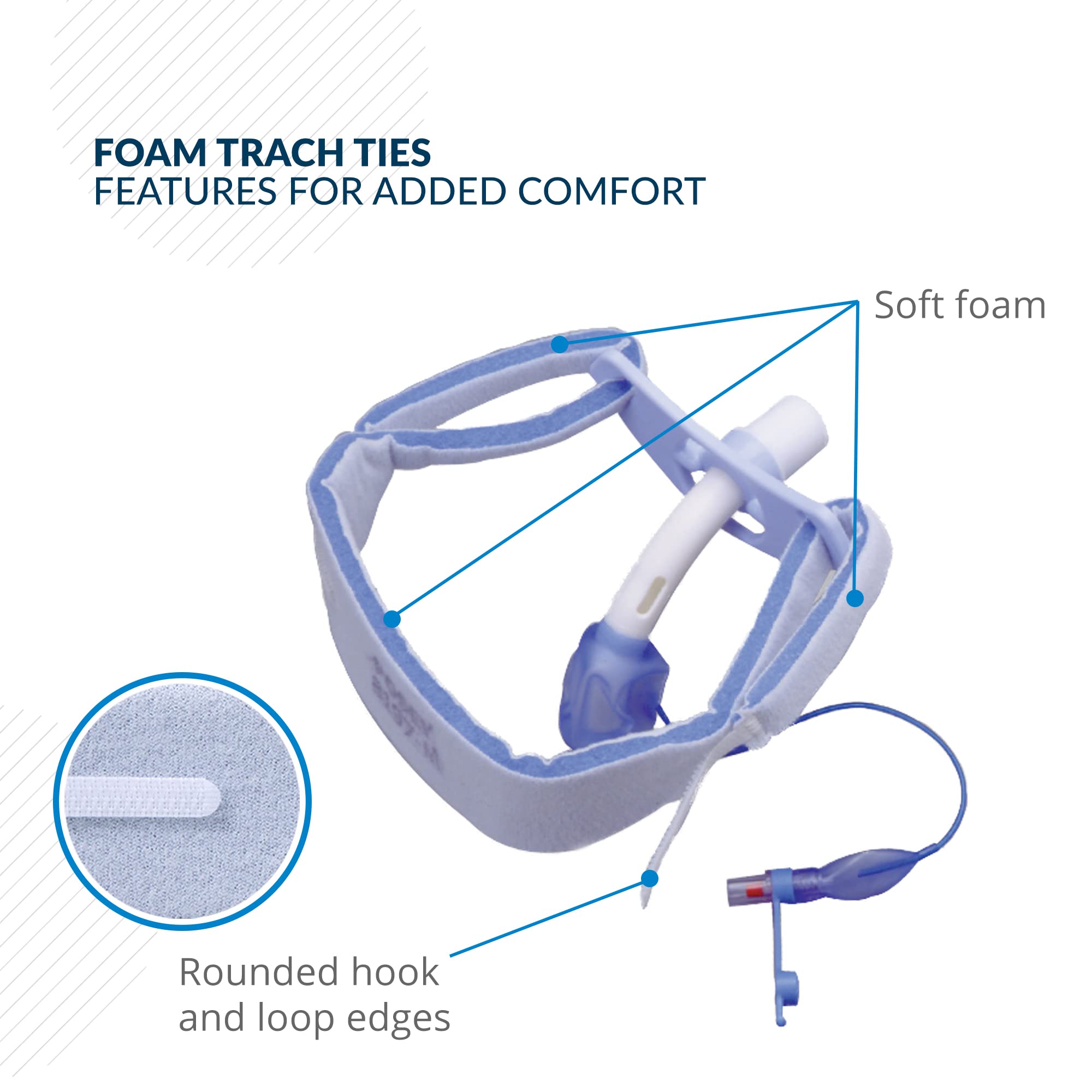 Posey 8197XL Foam Trach Tie, Extra Large, White, Pack of 12