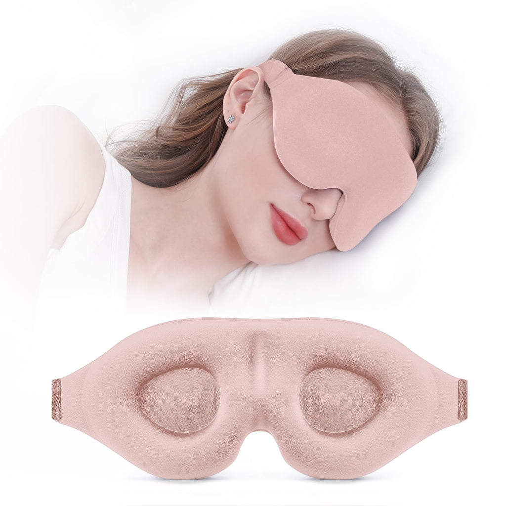 YIVIEW Sleep Mask for Side Sleeper, Complete Light Blocking 3D Pink Sleeping Eye Mask, Soft Breathable Eye Cover for Women Men, 