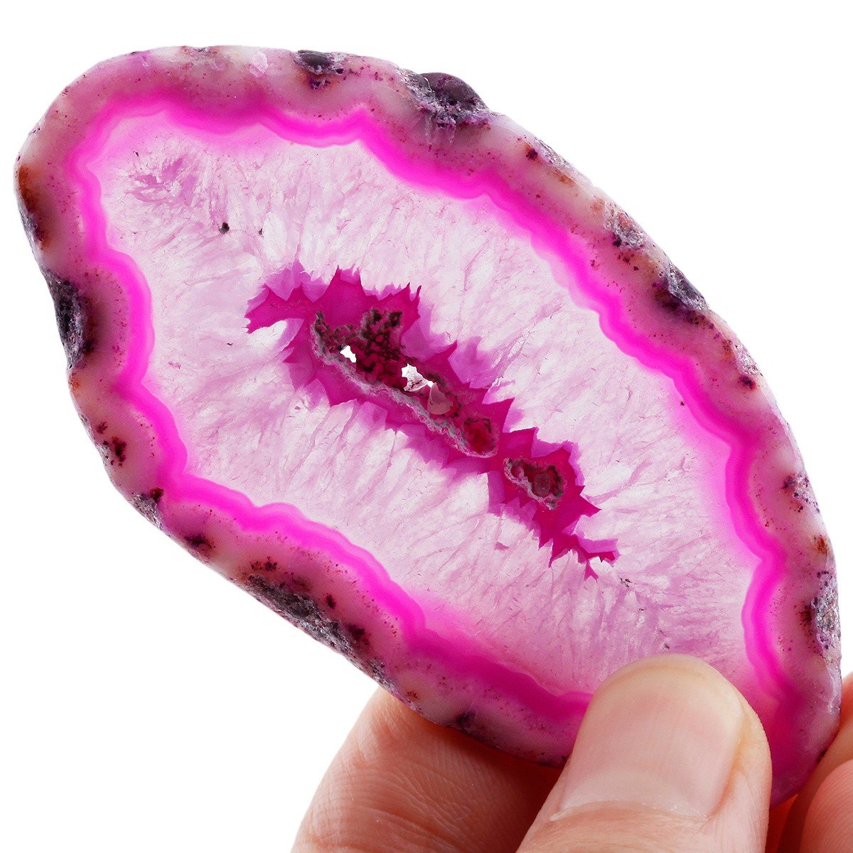 Rockcloud 10 Pcs Agate Light Table Slices, Healing Crystals Geode Stones,Irregular Home Decoration Jewelry Making,Pink